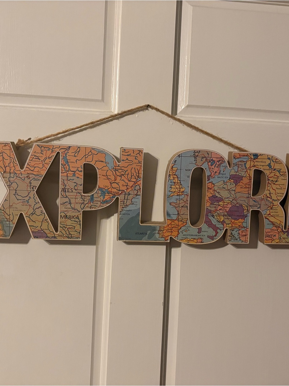 Map Letter Wall Hanging - Multicolor